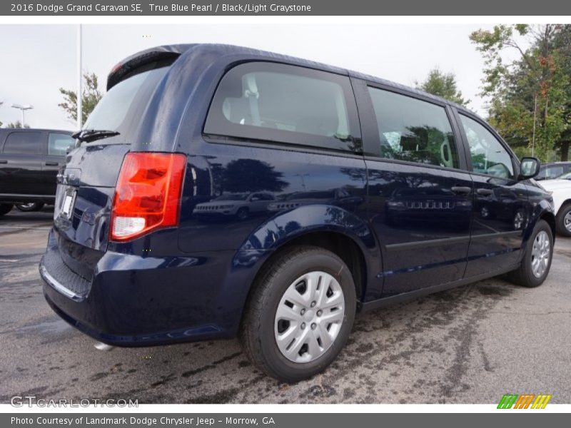 True Blue Pearl / Black/Light Graystone 2016 Dodge Grand Caravan SE