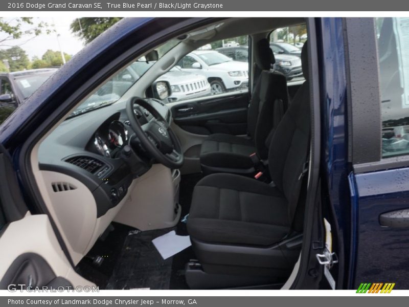 True Blue Pearl / Black/Light Graystone 2016 Dodge Grand Caravan SE