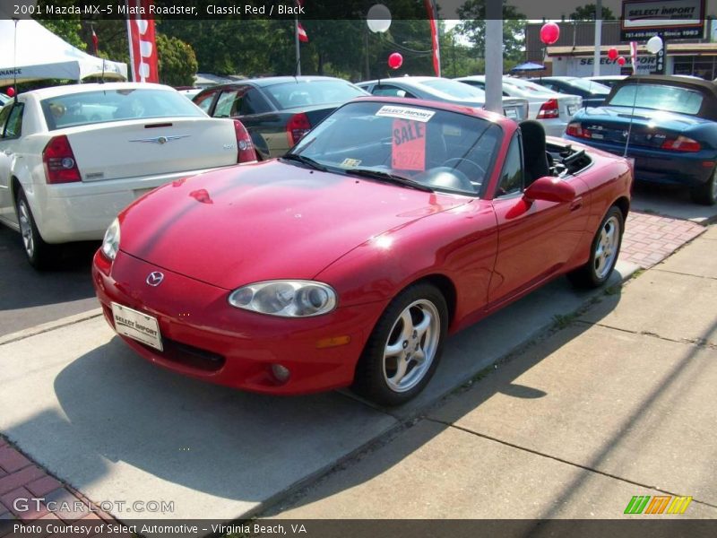 Classic Red / Black 2001 Mazda MX-5 Miata Roadster