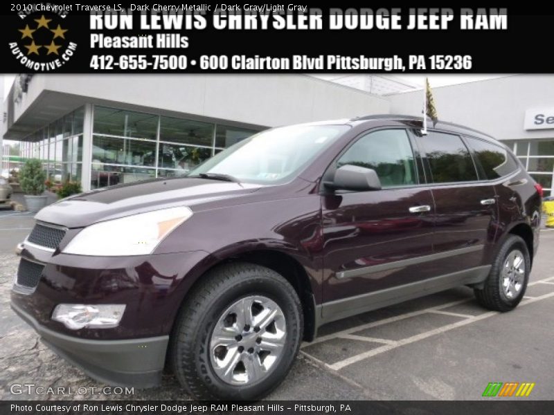 Dark Cherry Metallic / Dark Gray/Light Gray 2010 Chevrolet Traverse LS