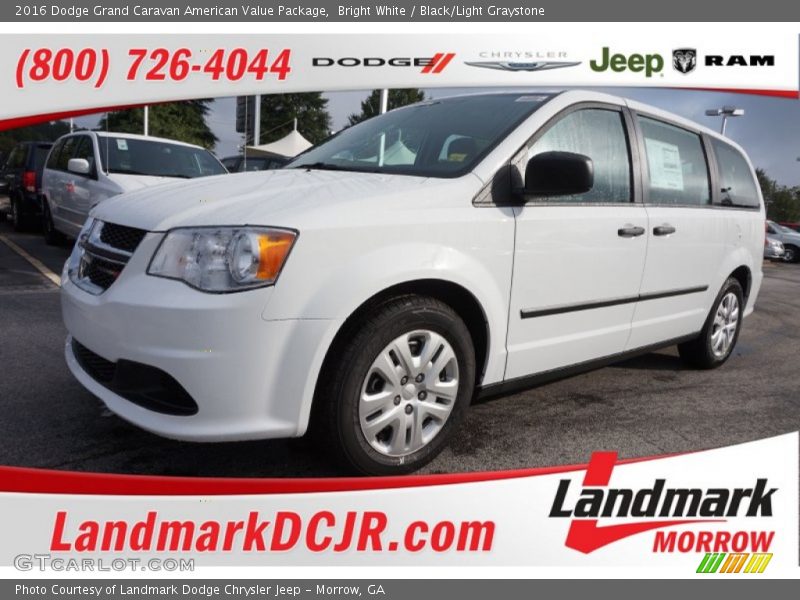 Bright White / Black/Light Graystone 2016 Dodge Grand Caravan American Value Package