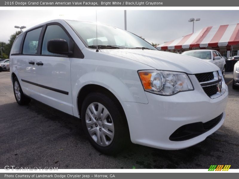 Bright White / Black/Light Graystone 2016 Dodge Grand Caravan American Value Package