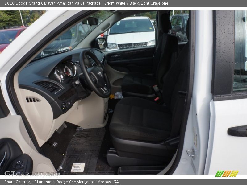 Bright White / Black/Light Graystone 2016 Dodge Grand Caravan American Value Package