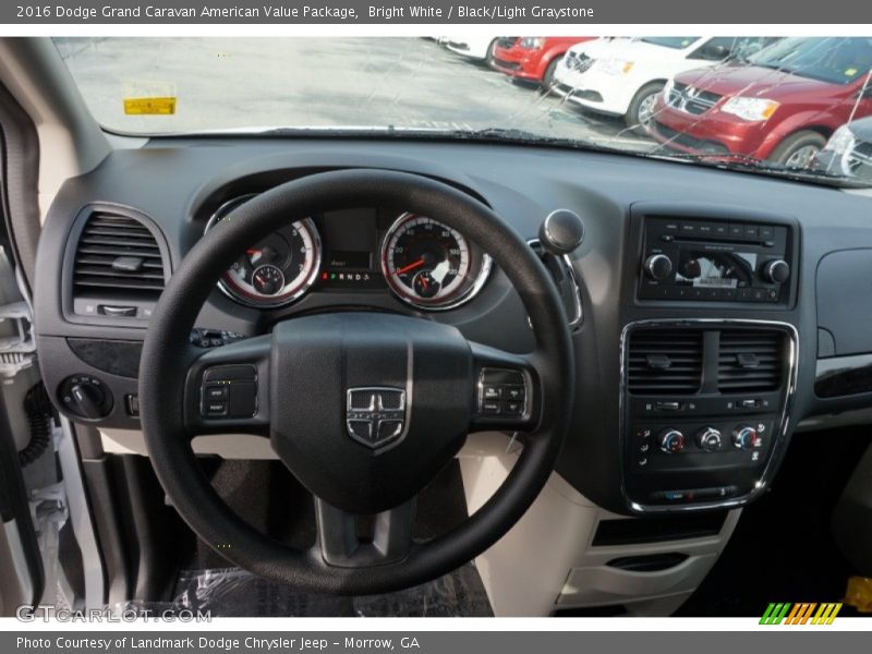 Bright White / Black/Light Graystone 2016 Dodge Grand Caravan American Value Package