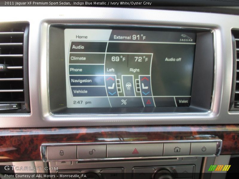 Indigo Blue Metallic / Ivory White/Oyster Grey 2011 Jaguar XF Premium Sport Sedan