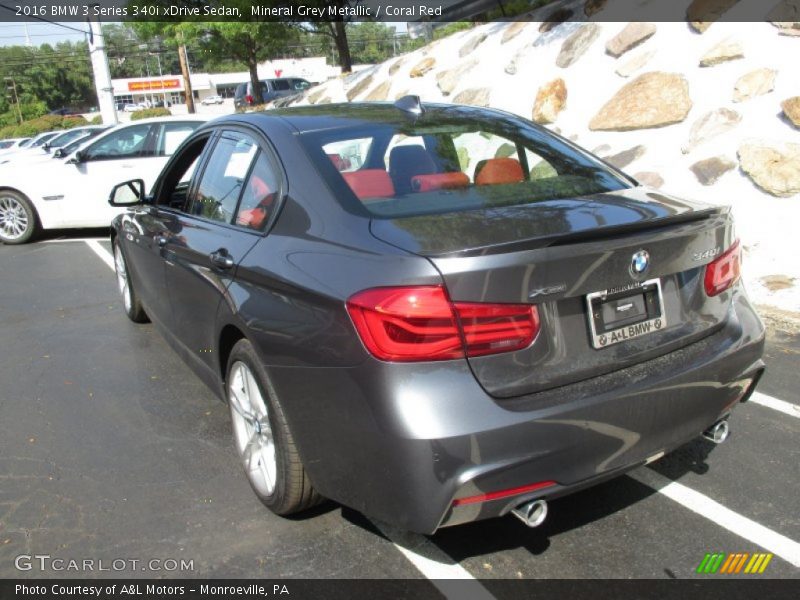 Mineral Grey Metallic / Coral Red 2016 BMW 3 Series 340i xDrive Sedan