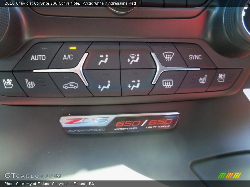 Controls of 2016 Corvette Z06 Convertible