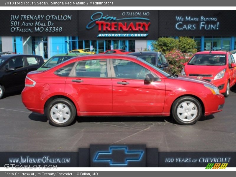 Sangria Red Metallic / Medium Stone 2010 Ford Focus S Sedan