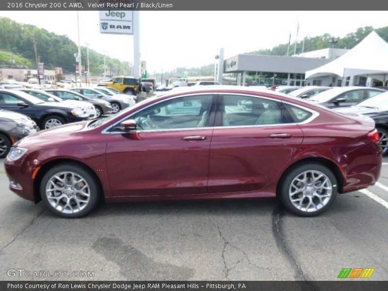 Velvet Red Pearl / Black/Linen 2016 Chrysler 200 C AWD