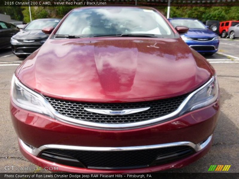 Velvet Red Pearl / Black/Linen 2016 Chrysler 200 C AWD