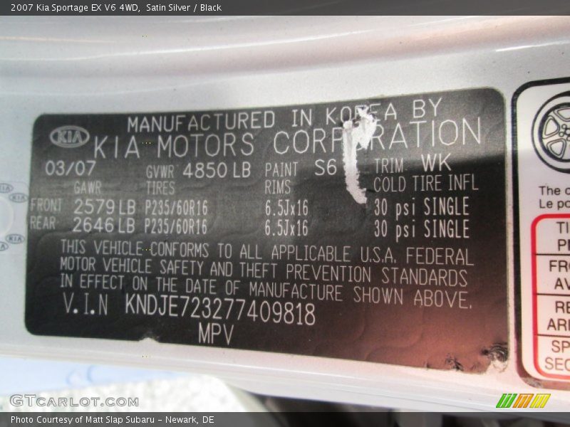Satin Silver / Black 2007 Kia Sportage EX V6 4WD