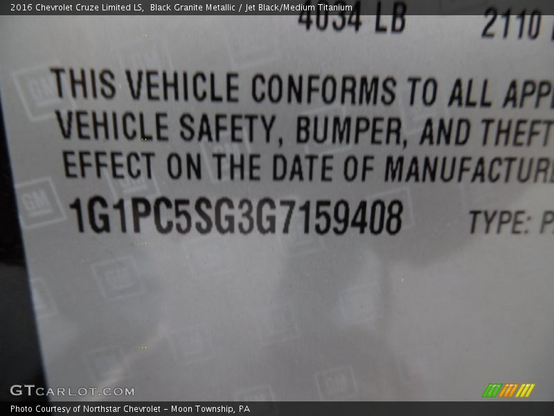 Black Granite Metallic / Jet Black/Medium Titanium 2016 Chevrolet Cruze Limited LS