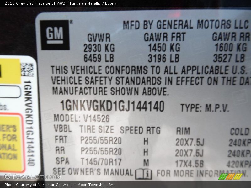 Tungsten Metallic / Ebony 2016 Chevrolet Traverse LT AWD