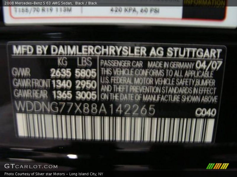 Black / Black 2008 Mercedes-Benz S 63 AMG Sedan