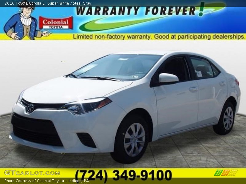 Super White / Steel Gray 2016 Toyota Corolla L