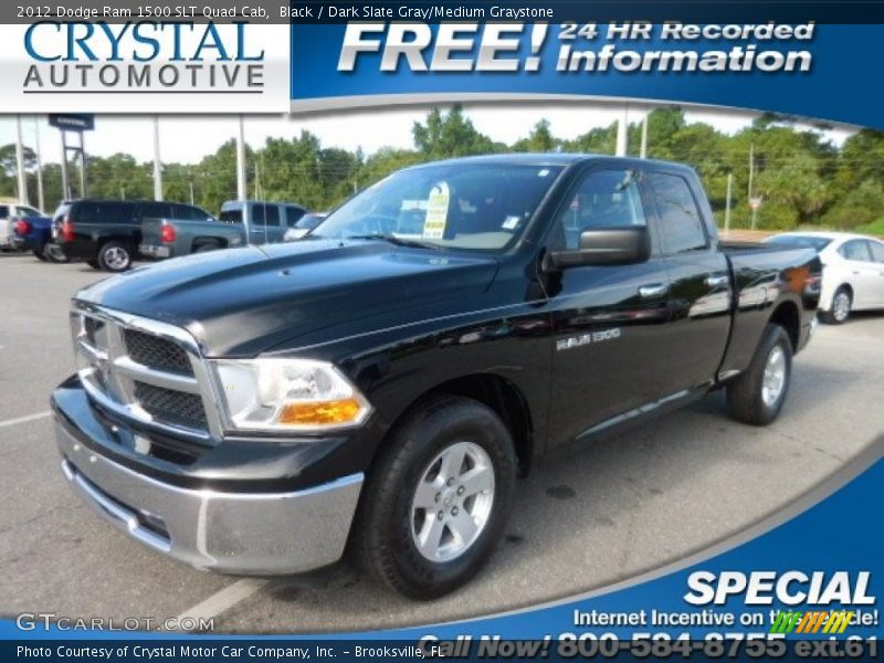 Black / Dark Slate Gray/Medium Graystone 2012 Dodge Ram 1500 SLT Quad Cab