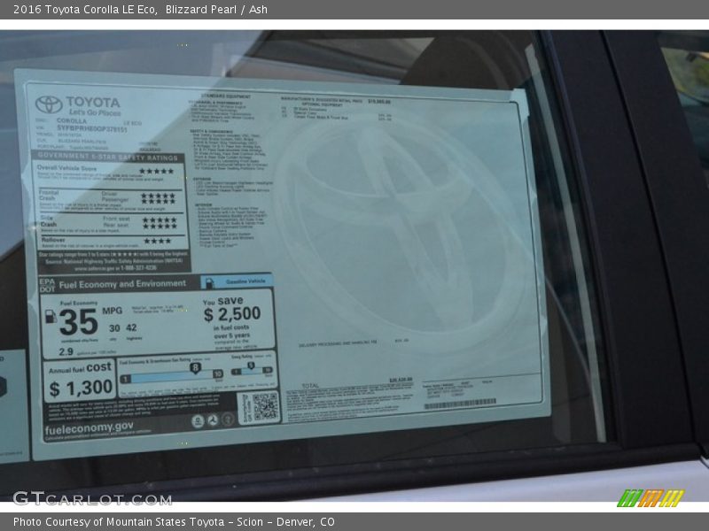 Blizzard Pearl / Ash 2016 Toyota Corolla LE Eco