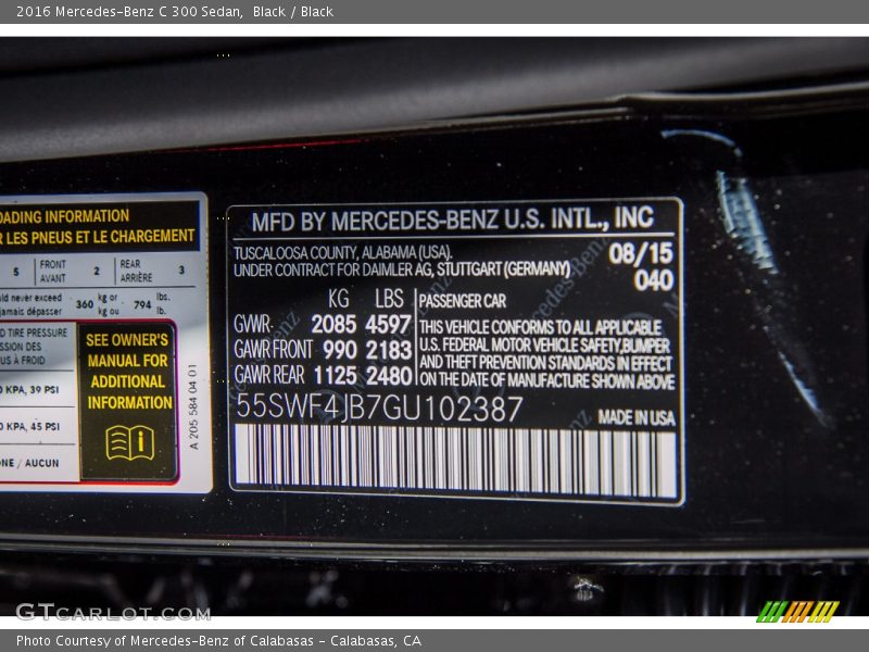 Black / Black 2016 Mercedes-Benz C 300 Sedan