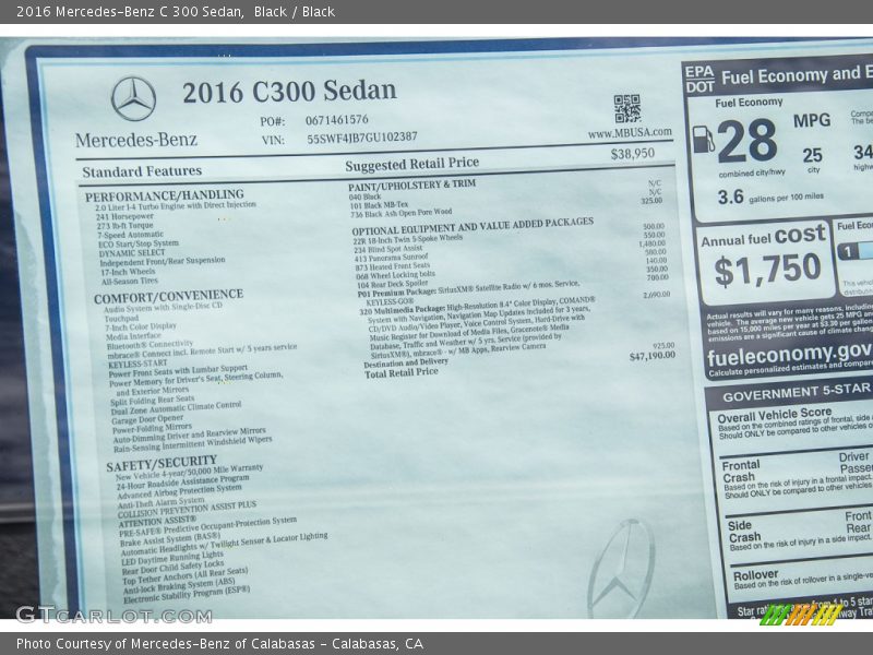 Black / Black 2016 Mercedes-Benz C 300 Sedan