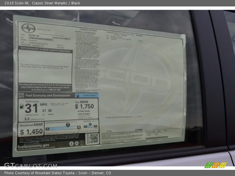 Classic Silver Metallic / Black 2016 Scion iM