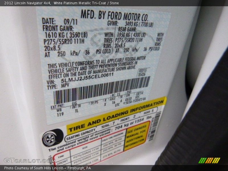 White Platinum Metallic Tri-Coat / Stone 2012 Lincoln Navigator 4x4