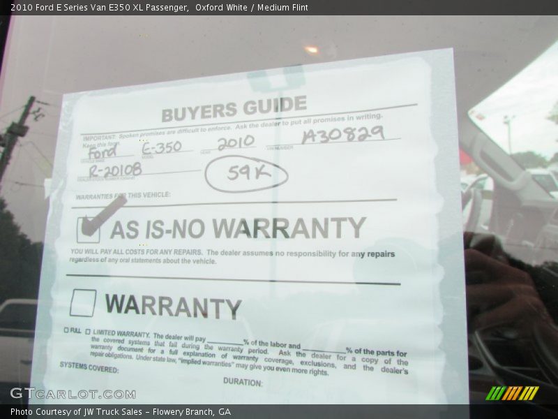 Oxford White / Medium Flint 2010 Ford E Series Van E350 XL Passenger