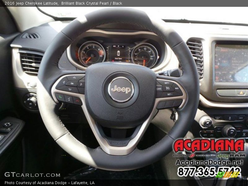 Brilliant Black Crystal Pearl / Black 2016 Jeep Cherokee Latitude