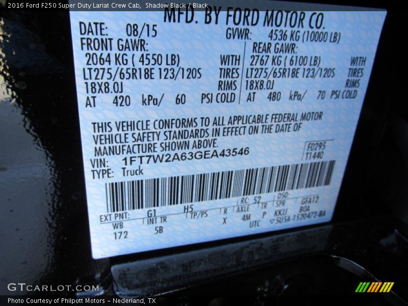 Shadow Black / Black 2016 Ford F250 Super Duty Lariat Crew Cab
