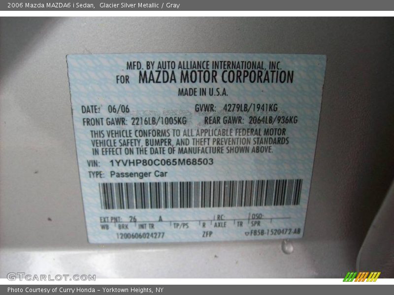 Glacier Silver Metallic / Gray 2006 Mazda MAZDA6 i Sedan