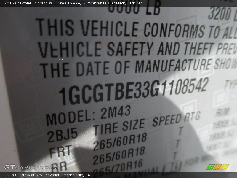 Summit White / Jet Black/Dark Ash 2016 Chevrolet Colorado WT Crew Cab 4x4