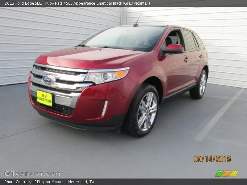Ruby Red / SEL Appearance Charcoal Black/Gray Alcantara 2013 Ford Edge SEL