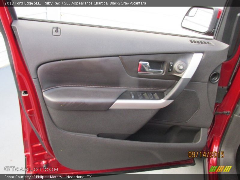 Ruby Red / SEL Appearance Charcoal Black/Gray Alcantara 2013 Ford Edge SEL