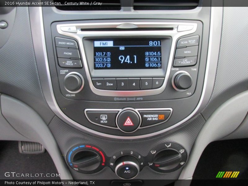 Century White / Gray 2016 Hyundai Accent SE Sedan