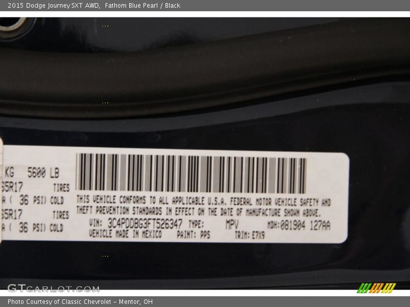 Fathom Blue Pearl / Black 2015 Dodge Journey SXT AWD