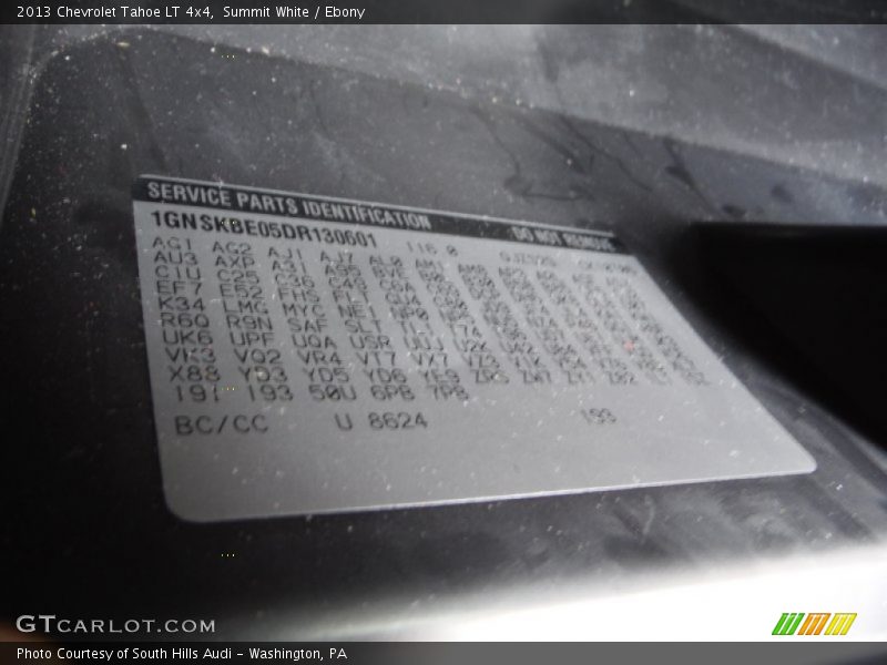 Summit White / Ebony 2013 Chevrolet Tahoe LT 4x4