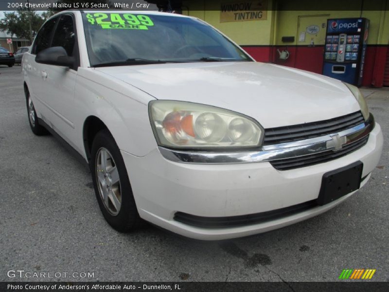White / Gray 2004 Chevrolet Malibu LS V6 Sedan