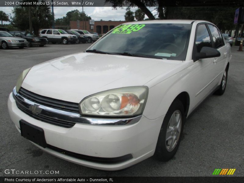 White / Gray 2004 Chevrolet Malibu LS V6 Sedan