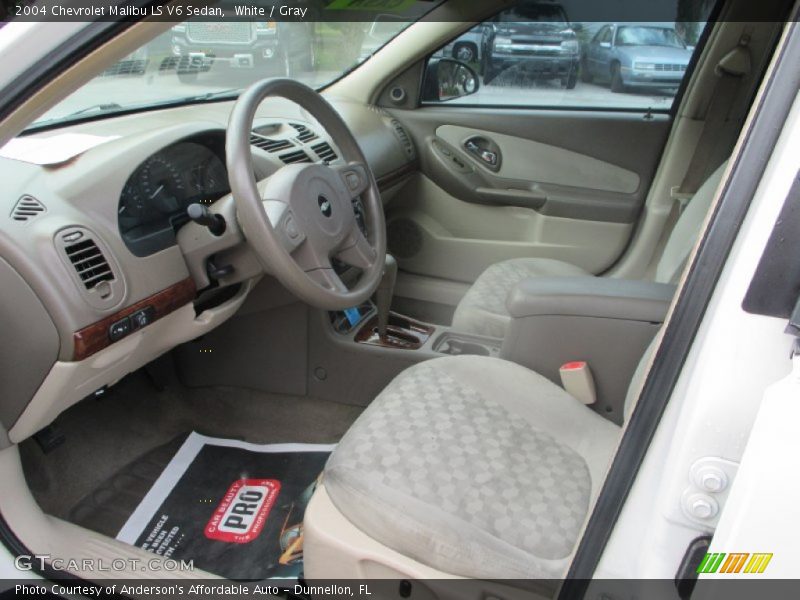 White / Gray 2004 Chevrolet Malibu LS V6 Sedan