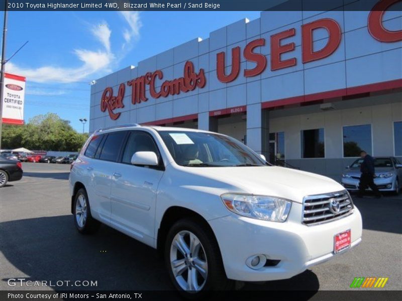 Blizzard White Pearl / Sand Beige 2010 Toyota Highlander Limited 4WD