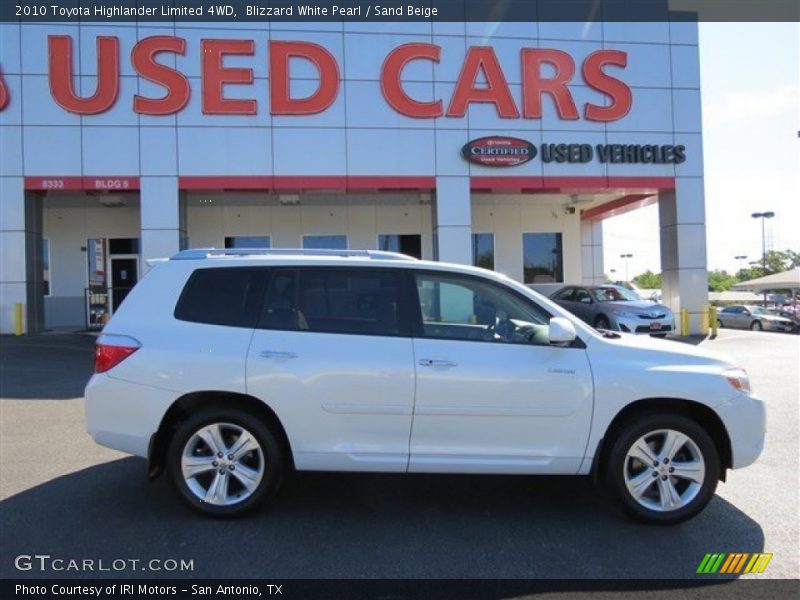 Blizzard White Pearl / Sand Beige 2010 Toyota Highlander Limited 4WD