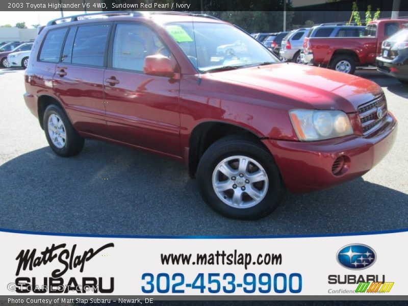 Sundown Red Pearl / Ivory 2003 Toyota Highlander V6 4WD