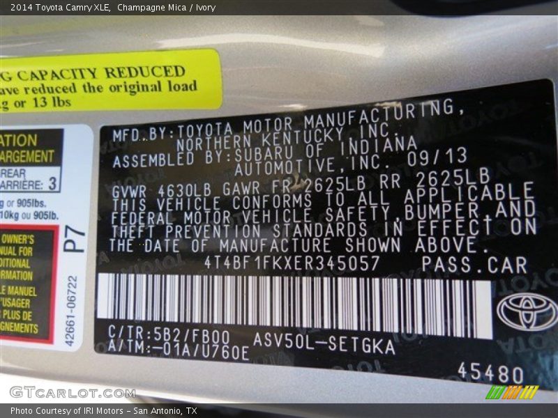 Champagne Mica / Ivory 2014 Toyota Camry XLE