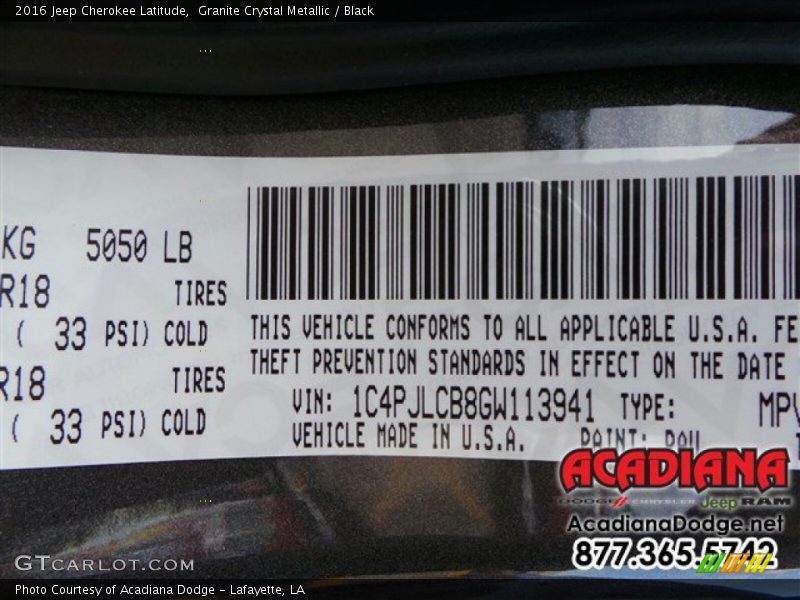 Granite Crystal Metallic / Black 2016 Jeep Cherokee Latitude