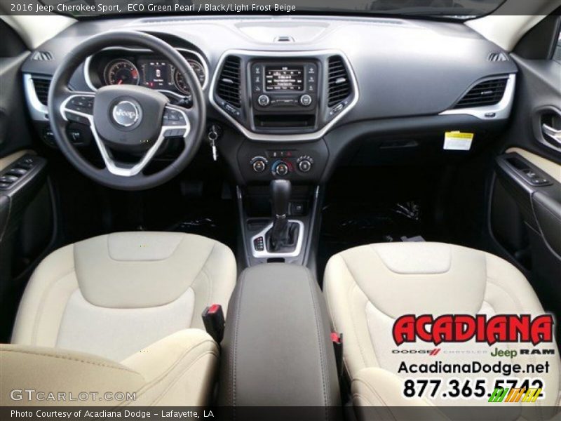 ECO Green Pearl / Black/Light Frost Beige 2016 Jeep Cherokee Sport