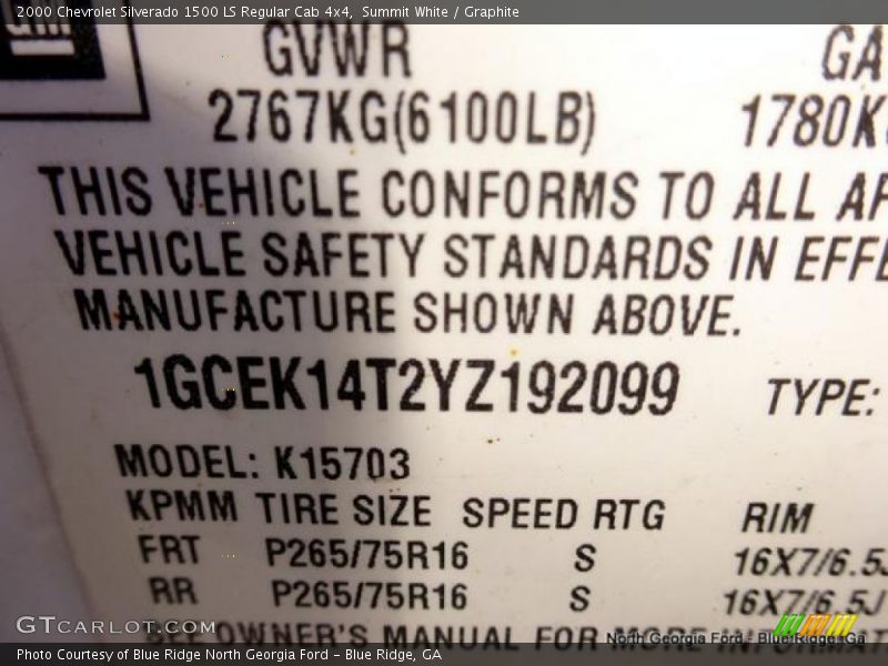 Summit White / Graphite 2000 Chevrolet Silverado 1500 LS Regular Cab 4x4
