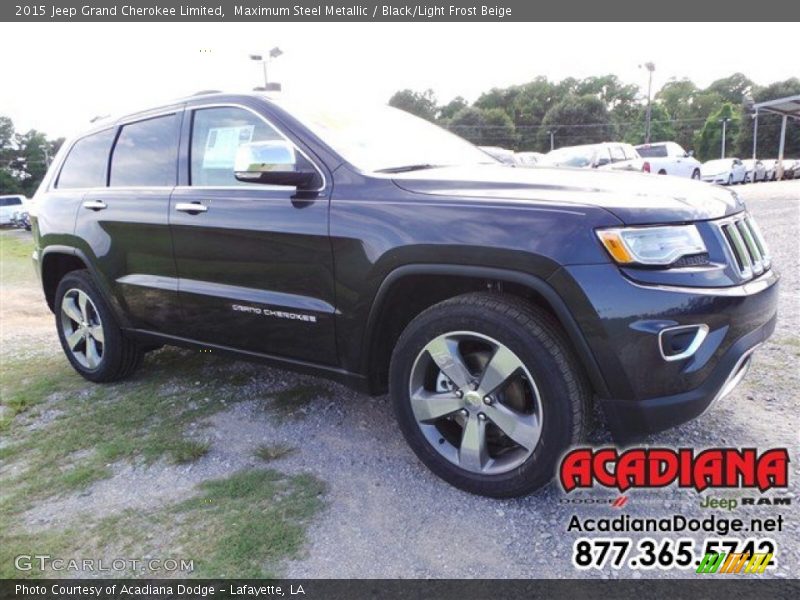 Maximum Steel Metallic / Black/Light Frost Beige 2015 Jeep Grand Cherokee Limited