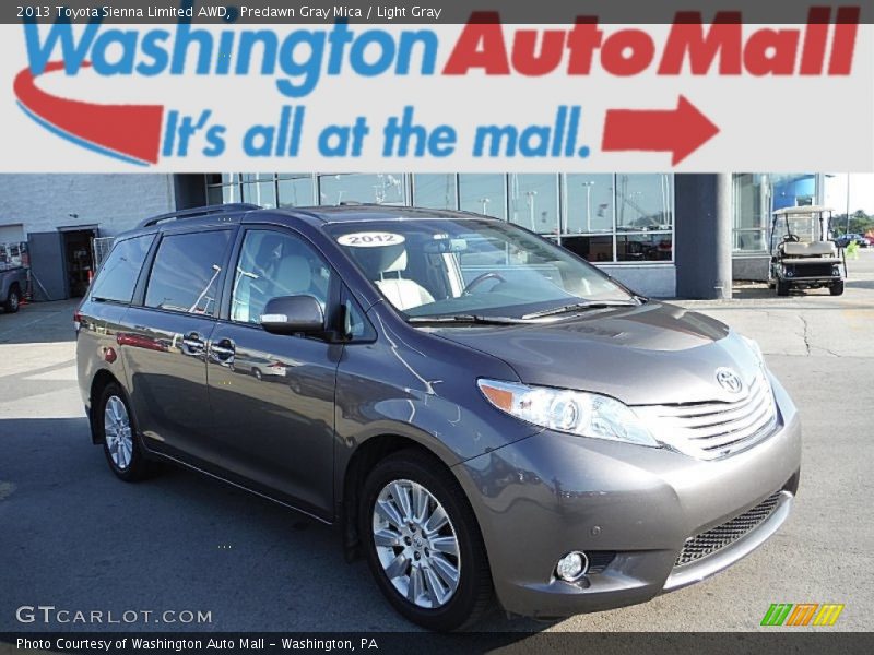 Predawn Gray Mica / Light Gray 2013 Toyota Sienna Limited AWD