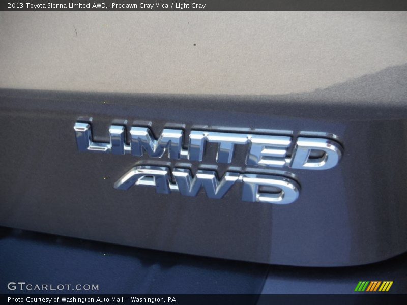 Predawn Gray Mica / Light Gray 2013 Toyota Sienna Limited AWD