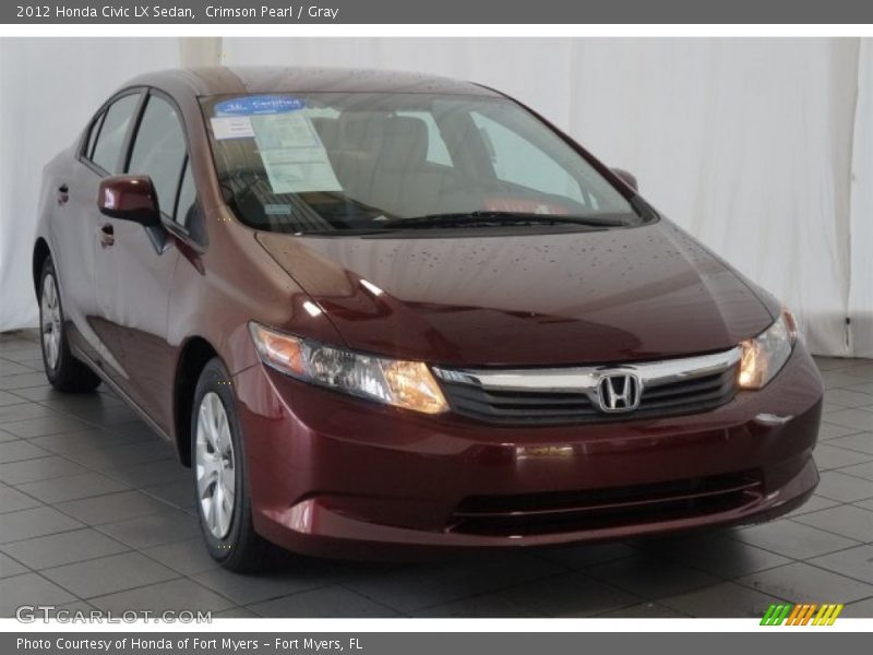 Crimson Pearl / Gray 2012 Honda Civic LX Sedan