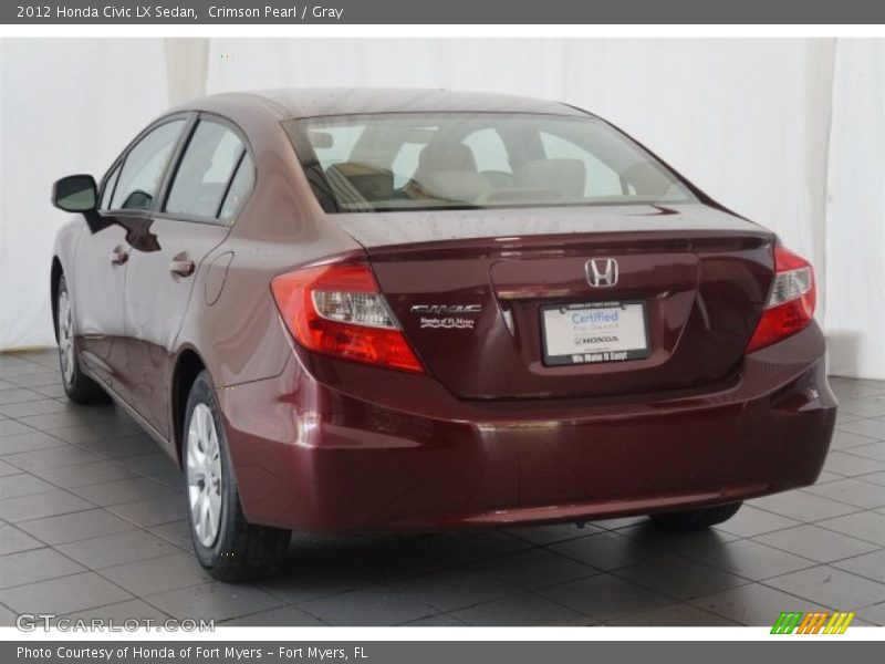 Crimson Pearl / Gray 2012 Honda Civic LX Sedan